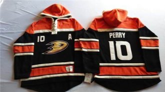 Anaheim Ducks #10 Corey Perry Black Sawyer Hooded Sweatshirt Stitched NHL Jersey