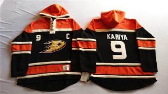 Anaheim Ducks #9 Paul Kariya Black Sawyer Hooded Sweatshirt Stitched NHL Jersey