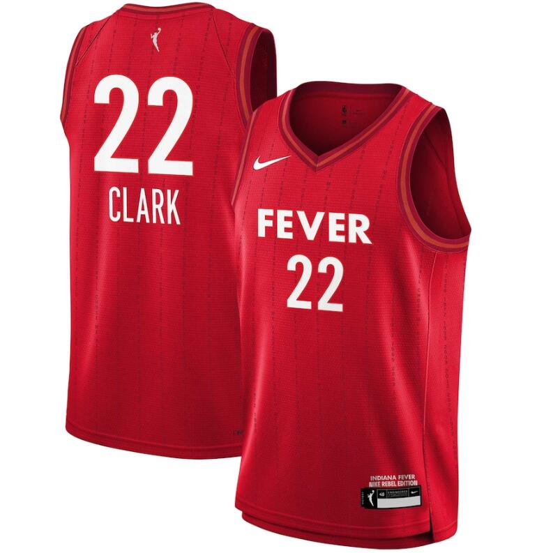 Youth Indiana Fever #22 Caitlin Clark Red 2024 WNBA Draft Rebel Edition Victory Stitched Jersey