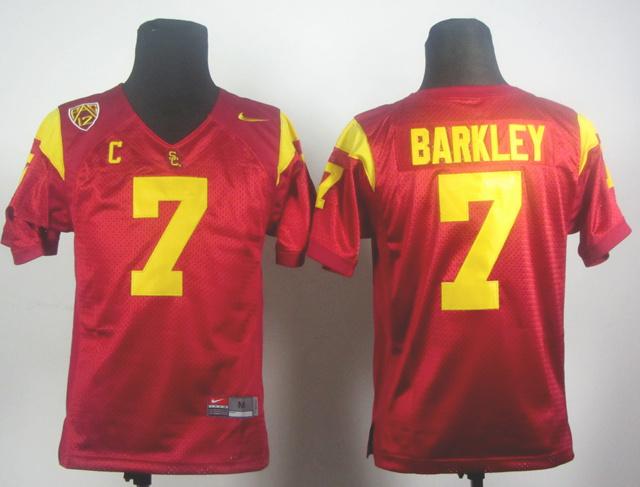 Youth NCAA Trojans 7 Matt Barkley Red Embroidered Jerseys