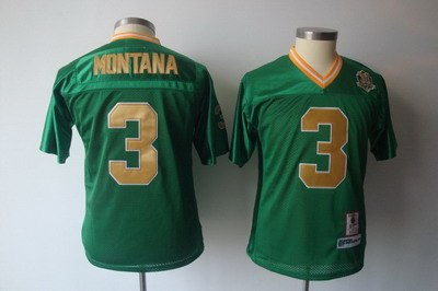 youth ncaa 3 joe montana notre dame fighting irish 30th anniversary green