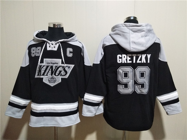 Men's Los Angeles Kings #99 Wayne Gretzky Black Ageless Must-Have Lace-Up Pullover Hoodie