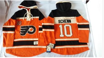 Flyers #10 Brayden Schenn Orange Sawyer Hooded Sweatshirt Stitched NHL Jersey