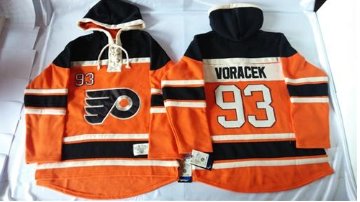 Flyers #93 Jakub Voracek Orange Sawyer Hooded Sweatshirt Stitched NHL Jersey