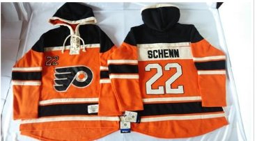 Flyers #22 Luke Schenn Orange Sawyer Hooded Sweatshirt Stitched NHL Jersey