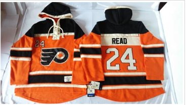 Flyers #24 Matt Read Orange Sawyer Hooded Sweatshirt Stitched NHL Jersey