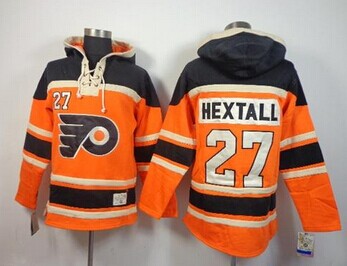 Philadelphia Flyers #27 Ron Hextall Orange Sawyer Hooded Sweatshirt Stitched NHL Jersey