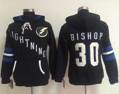 Women Tampa Bay Lightning #30 Ben Bishop Black Old Time Heidi NHL Hoodie