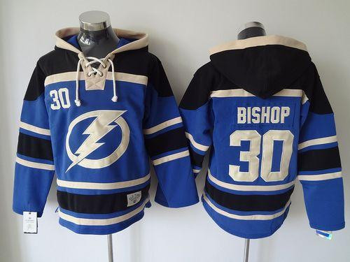 Tampa Bay Lightning #30 Ben Bishop Blue Sawyer Hooded Sweatshirt Stitched NHL jersey