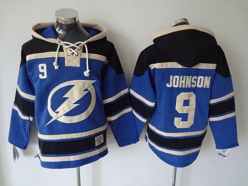 Tampa Bay Lightning #9 Tyler Johnson Blue Sawyer Hooded Sweatshirt Stitched NHL