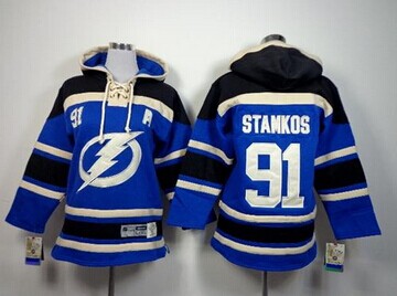 Youth NHL Bay Lightning #91 Steven Stamkos Royal Blue Sawyer Hooded Sweatshirt Jersey