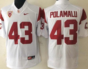 USC Trojans 43 Troy Polamalu White College Football Jersey