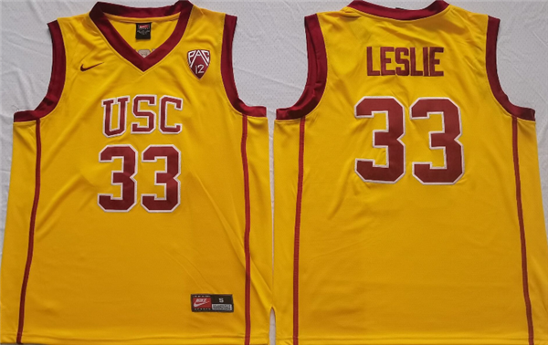 Men's USC Trojans #33 Lisa Leslie Yellow Stitched Jersey