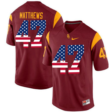 USC Trojans 47 Clay Matthews Red USA Flag College Football Jersey