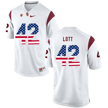 USC Trojans 42 Ronnie Lott White USA Flag College Football Jersey