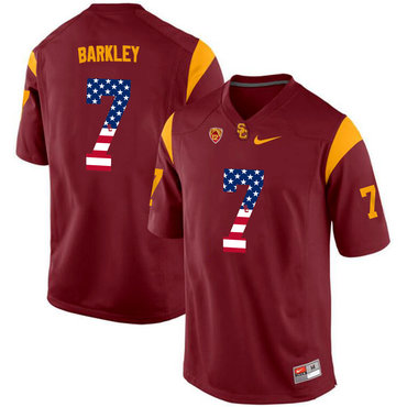 USC Trojans 7 Matt Barkley Red USA Flag College Football Jersey