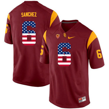 USC Trojans 6 Mark Sanchez Red USA Flag College Football Jersey