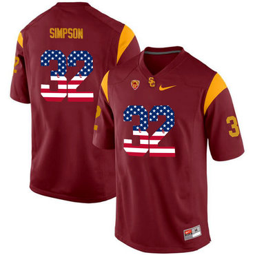 USC Trojans 32 O.J Simpson Red USA Flag College Football Jersey