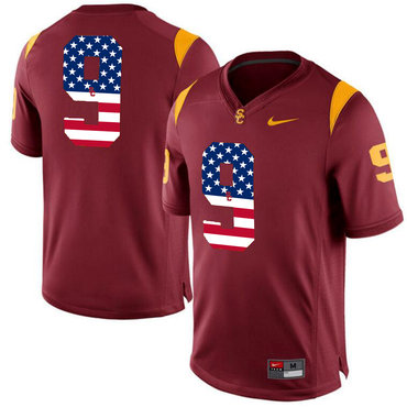 USC Trojans 9 JuJu Smith Red USA Flag College Football Jersey