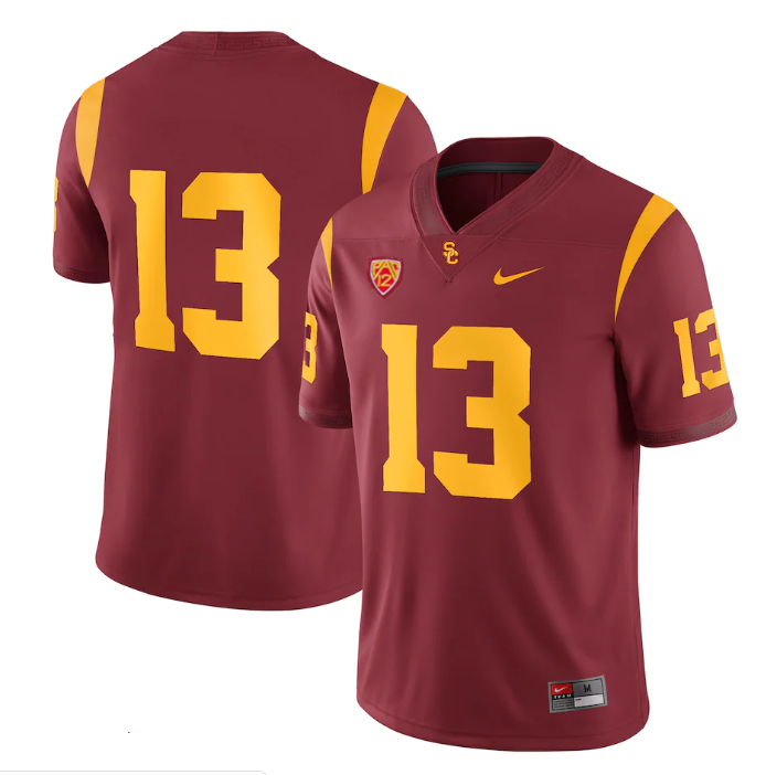 Men's USC Trojans #13 Caleb Williams Red Stitched Jersey