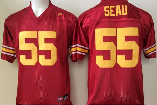 Trojans #55 Junior Seau Red Stitched NCAA Jersey