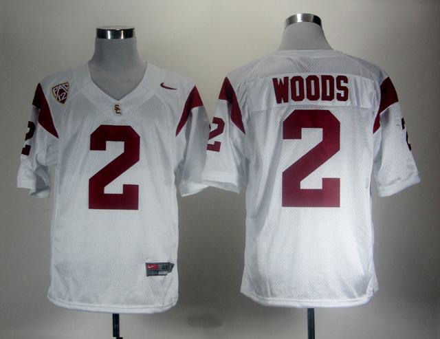 Trojans #2 Robert Woods White Embroidered NCAA Jerseys