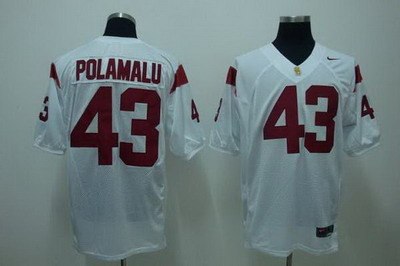 trojans #43 troy polamalu white embroidered ncaa jersey