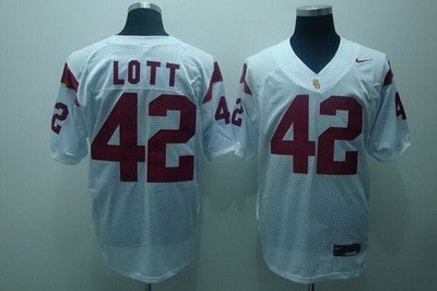 trojans #42 ronnie lott white embroidered ncaa jersey