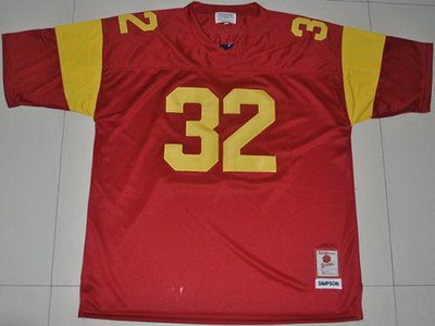 trojans #32 o.j. simpson red embroidered ncaa jersey