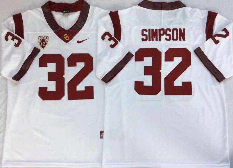 USC Trojans 32 O.J.Simpson White College Football Jersey