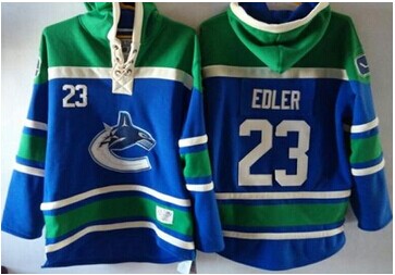 Vancouver Canucks #23 Alexander Edler Blue Sawyer Hooded Sweatshirt Stitched NHL Jersey