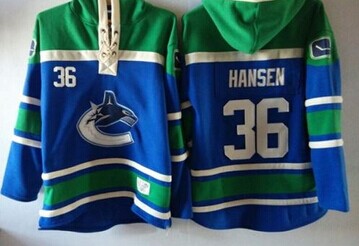 Vancouver Canucks #36 Jannik Hansen Blue Sawyer Hooded Sweatshirt Stitched NHL Jersey