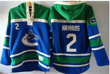 Vancouver Canucks #2 Dan Hamhuis Blue Sawyer Hooded Sweatshirt Stitched NHL Jersey