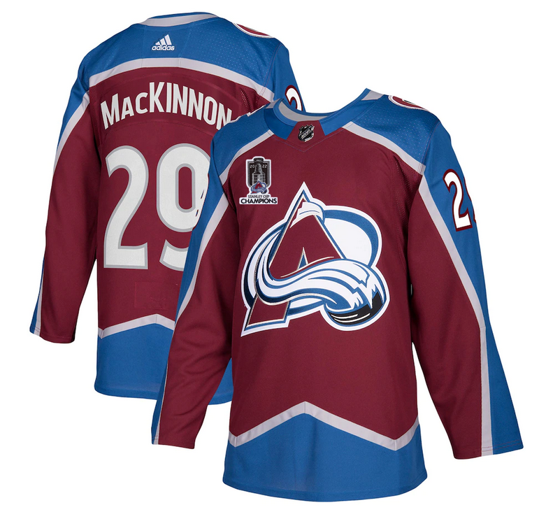 Men's Colorado Avalanche #29 Nathan MacKinnon 2022 Burgundy Stanley Cup Champions Patch Stitched Jersey