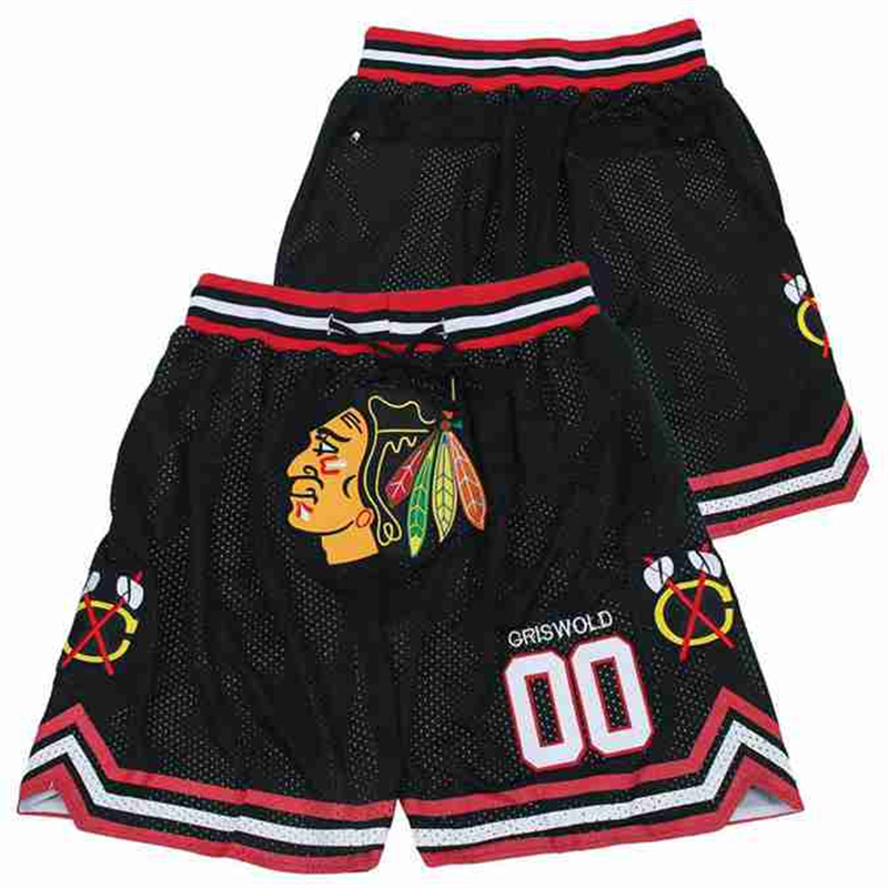 Blackhawks #00 Clark Griswold black Stitched short