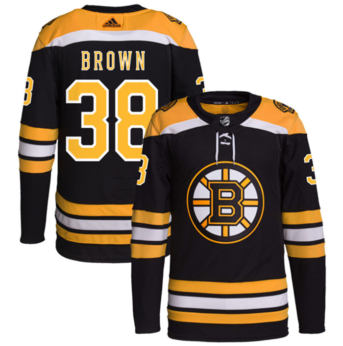 Men's Boston Bruins #38 Patrick Brown Black Stitched Jersey