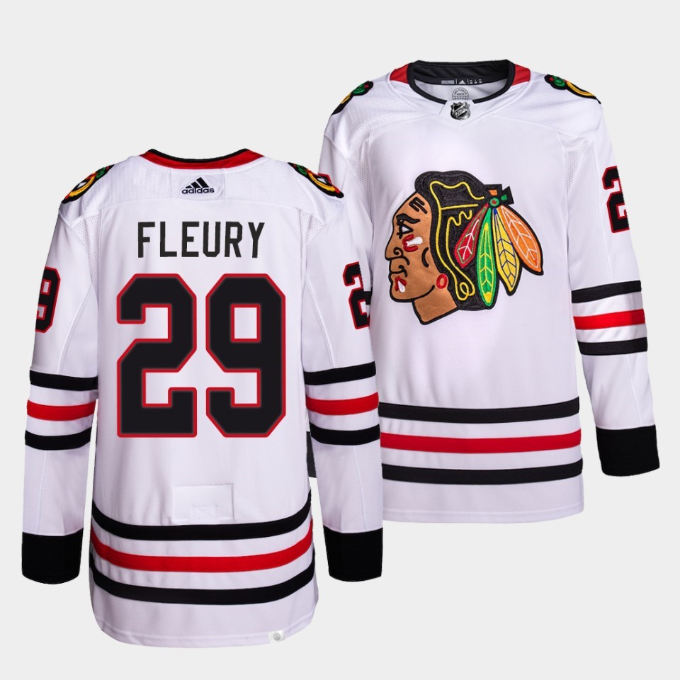 Men's Blackhawks #29 Marc-Andre Fleury White Jersey