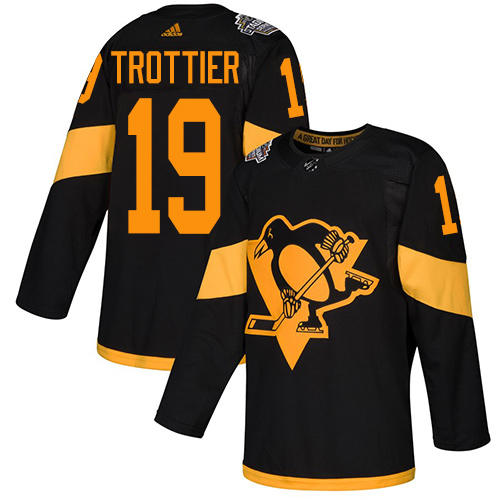 Penguins #19 Bryan Trottier Black Authentic 2019 Stadium Series Stitched Hockey Jersey