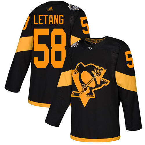 Penguins #58 Kris Letang Black Authentic 2019 Stadium Series Stitched Hockey Jersey