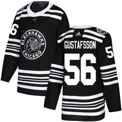 Blackhawks #56 Erik Gustafsson Black Authentic 2019 Winter Classic Stitched Hockey Jersey