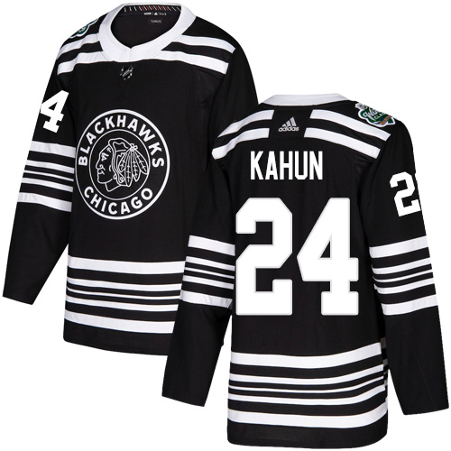 Blackhawks #24 Dominik Kahun Black Authentic 2019 Winter Classic Stitched Hockey Jersey