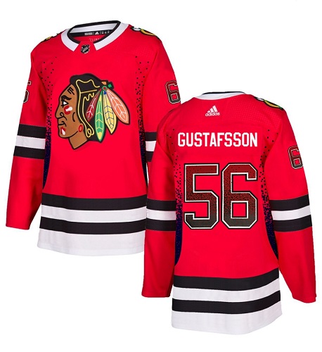 Blackhawks #56 Erik Gustafsson Red Home Authentic Drift Fashion Stitched Hockey Jersey