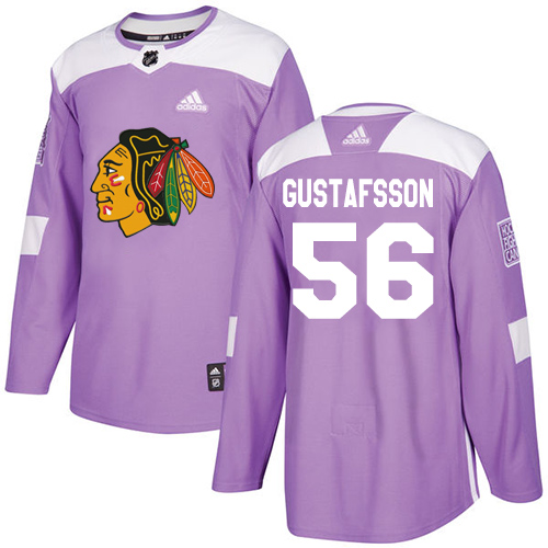 Blackhawks #56 Erik Gustafsson Purple Authentic Fights Cancer Stitched Hockey Jersey