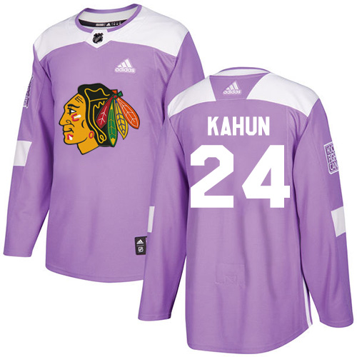 Blackhawks #24 Dominik Kahun Purple Authentic Fights Cancer Stitched Hockey Jersey