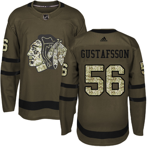 Blackhawks #56 Erik Gustafsson Green Salute to Service Stitched Hockey Jersey