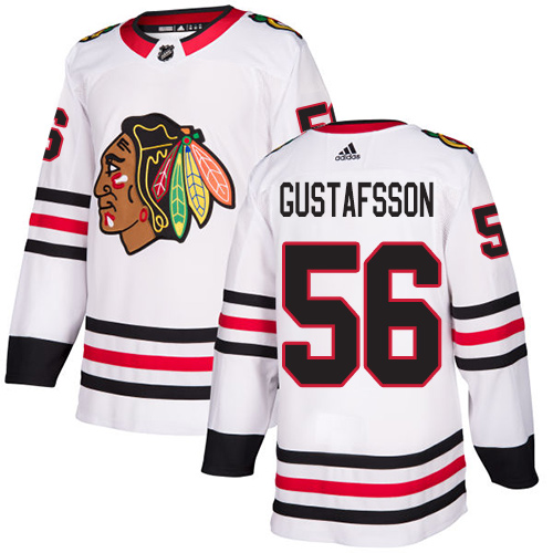 Blackhawks #56 Erik Gustafsson White Road Authentic Stitched Hockey Jersey