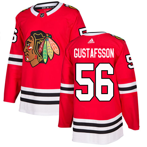 Blackhawks #56 Erik Gustafsson Red Home Authentic Stitched Hockey Jersey