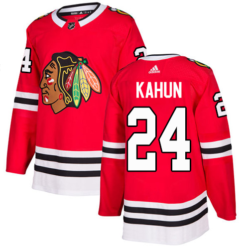 Blackhawks #24 Dominik Kahun Red Home Authentic Stitched Hockey Jersey