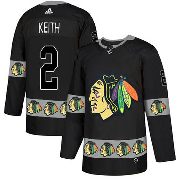 Blackhawks 2 Duncan Keith Black Team Logos Fashion Adidas Jersey