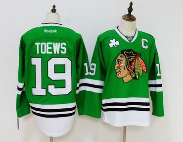 Blackhawks 19 Jonathan Toews Green Adidas Jersey